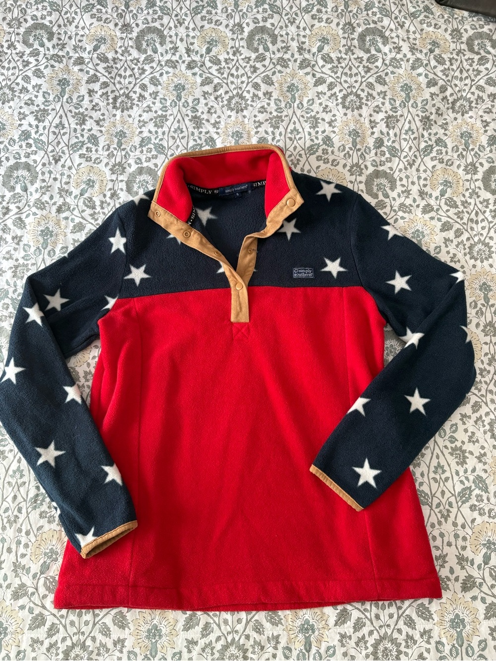 Simply Southern Red & Navy Star Fleece Pullover